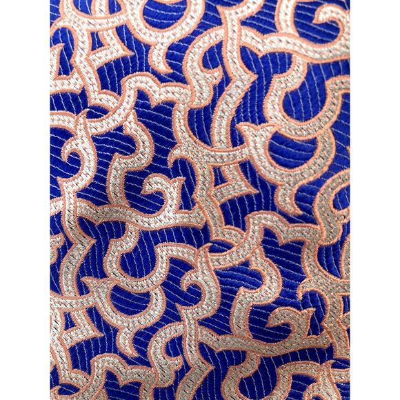 Genesis Luxe necktie Silk Handmade in Italy Ornate Patterns Orange Blue 3.5/58 - Picture 7 of 12